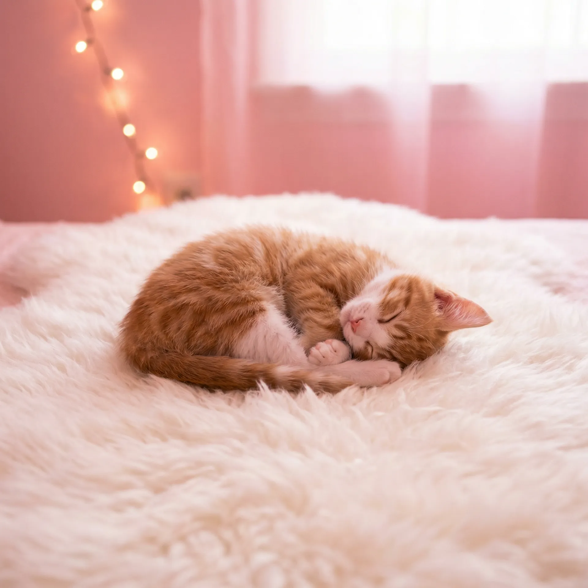 小猫蜷成一团入睡 - 庭院重重